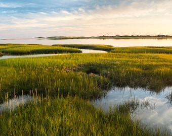 Sunrise in Cape Cod, Gray's Beach, Yarmouth, Marshlands, Beach, Massachusetts, Landscape photography, Wall art by James Katt Photography