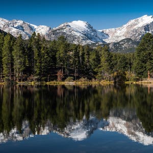 Sprague Lake, Mountain Reflection,Rocky Mountain National Park, Snowy, RMNP, Signed Photography Print, Wall Art by James Katt Photography