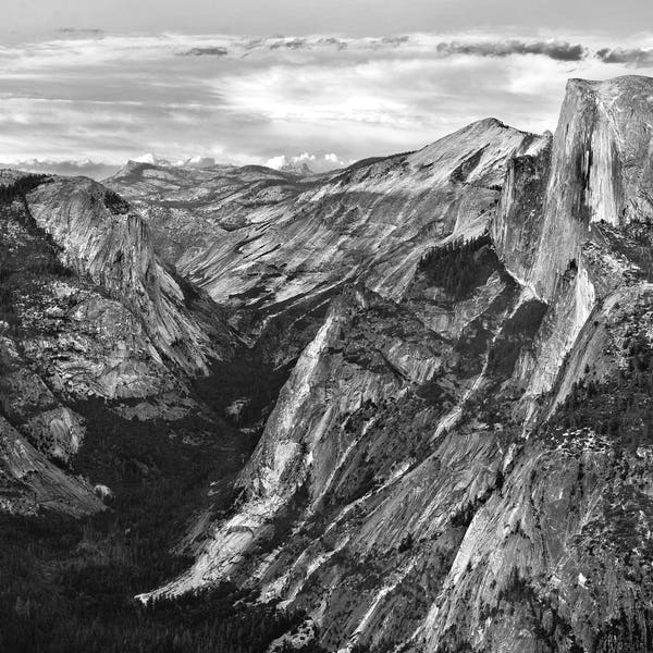 Yosemite National Park, Glacier Point, Half Dome, Schwarz-Weiß, Fotografie Druck, signierte Wandkunst von James Katt Fotografie