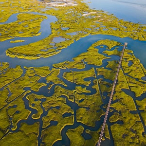 Cape Cod Aerial Photograph, Marshland, Gray&#39;s Beach, Yarmouth, Massachusetts, Nature, Photography Print, Wall art by James Katt Photography