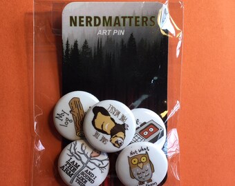 TWIN PEAKS 5 Pack Button Set on Collectable Card