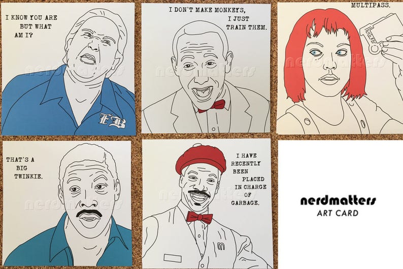 Ghostbusters POP CULTURE ICONS Art Print Cards Fifth Element Pee-Wee Coming to America