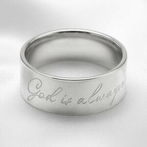 God is Always With You Ring, Custom Affirmation Band, 316L Surgical Grade Stainless Steel Jewelry, Christian Jewelry, Positive Reminder