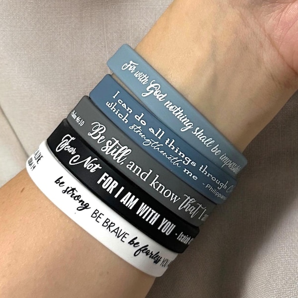 Pulsera de silicona con versículo bíblico cristiano, cita motivacional, pulseras inspiradoras, camino de sanación, regalos católicos, colores neutros unisex