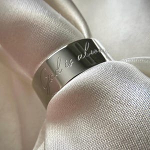 God is Always With You Ring, Custom Affirmation Band, 316L Surgical Grade Stainless Steel Jewelry, Christian Jewelry, Positive Reminder