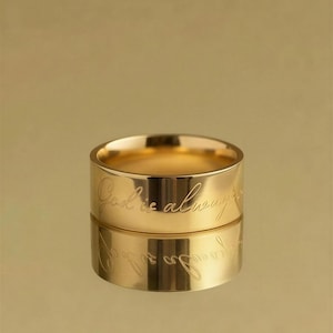 God is Always With You Ring, Thick Gold Band, 316L Surgical Grade Stainless Steel Jewelry, Christian Affirmations, Positive Reminder