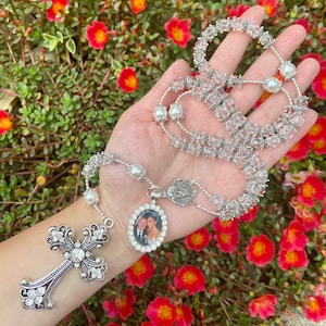 Elegante Oostenrijkse kristallen kralenrozenkrans, handgemaakte christelijke gebedskralen, cadeau voor bruid, doopcadeau, bevestigingscadeau, herdenkingsaandenken