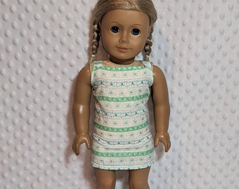 VESTIDO DE MUÑECA DE 18" ~ Floral a rayas ~ Blanco, azul, verde ~ American Girl ~ Our Generation