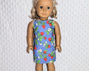 VESTIDO DE VERANO PARA MUÑECA DE 18" ~ Estampado de fresas ~ American Girl ~ Our Generation