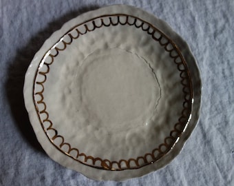 SALE: Scallped Salad Plate with Pure Gold Overglaze