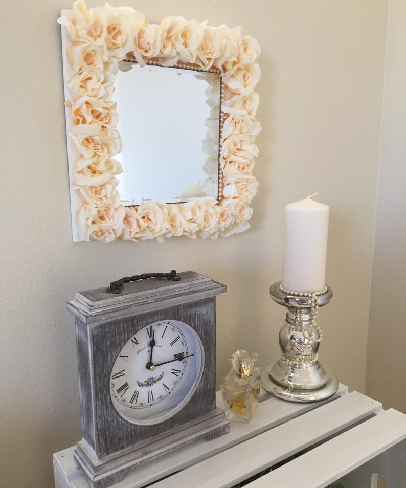 Elegant Rose Wall Mirror Handmade Square 8 Vanity Mirror Etsy