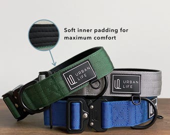 Modern Dog Collar, Adjustable Nylon, Heavy Duty Metal Buckle, Minimalistic Design