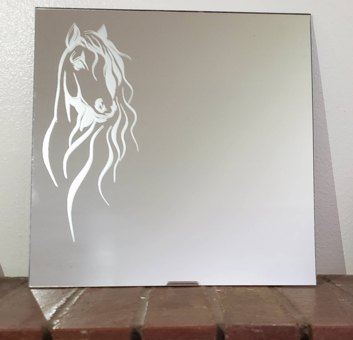 12 X 12 Beautiful Etched Horse Mirror Etsy
