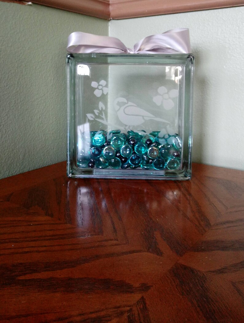 Decorative Songbird Glass Block Etched Glass Block Gift Idea Etsy