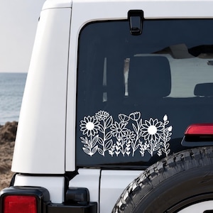 Boho Wildflower Car Decal – Vinyl Plant Sticker for Laptop