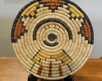 Hopi Second Mesa Coil Plaque Basket with Kachina