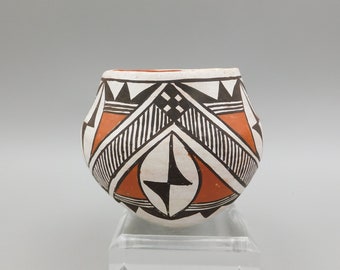 Vintage Santana Antonio Acoma Pottery Polychrome small Pueblo Pottery vase