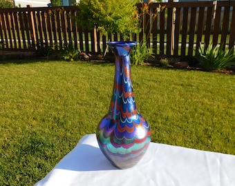 Large Beautiful Lundberg studios art glass vase 1975