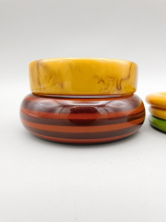 Five Bakelite Bangles Mid century modern - image 3