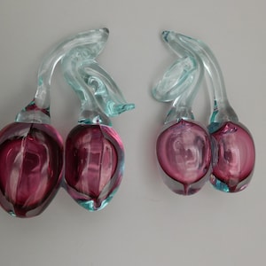 Two art glass hand blown grapes