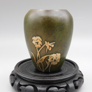 Heintz arts and crafts Verdigris Silver over bronze vase