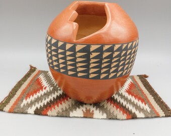 Jemez Pottery Carved and decorated Marked Tosa