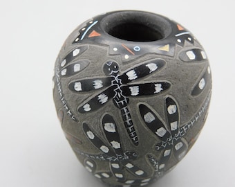 Mike and Jennifer Moquino finely carved Minature with Dragon Flies