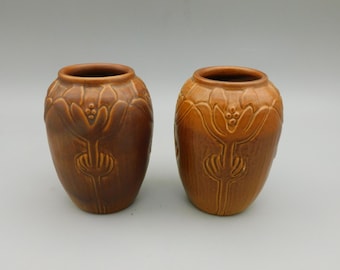 North Dakota Pottery UND School of Mines Crocus Vases