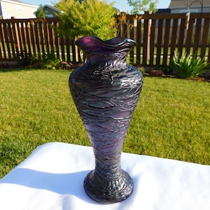 Beautiful Large Kralik Bohemian art glass Purple Vase