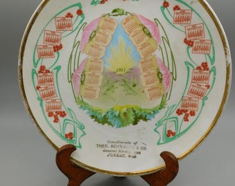 1912 Calendar Plate Juneau Wisconsin