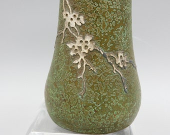 Silvercrest Silver crest Vase Green Verdigris Bronze Silver Overlay