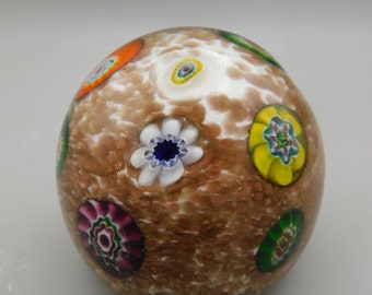 Vintage millefiori paperweight with worn Label