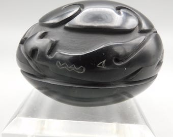 Susan Roller Santa Clara Pottery egg with Avanyu Design