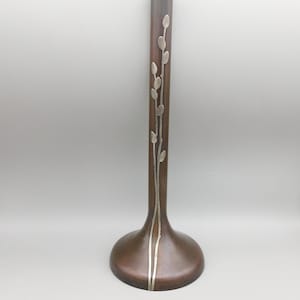 Tall Antique Heintz Silver over Bronze Bud vase