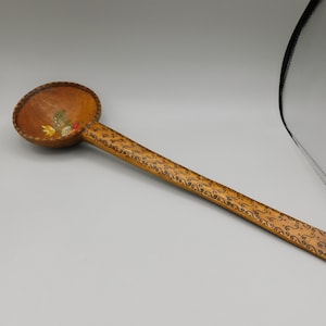 Scandinavian Hand Carved wooden spoon rosemaled