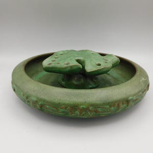 Matte Green Peters and Reed Bowl and Flower Frog