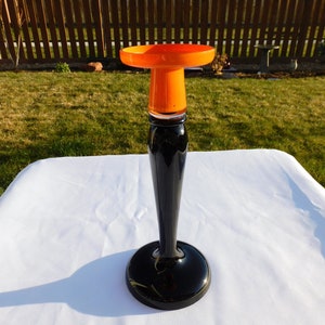 Beautiful and tall Czechoslovakian Art glass candlestick