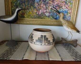 Miniature Acoma Pueblo Pottery Signed RLS Two Vintage Small Pueblo Acoma Hand Crafted Vases 2