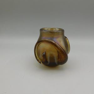 Small Vintage Art Glass Vase with with applied design