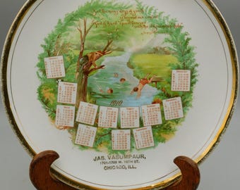 Chicago Calendar Plate 1910 Kids Swimming Jas Vasumpaur