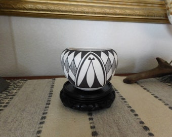 Vintage Pueblo Pottery Acoma Moth Vase by Sarah Garcia