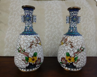 A Pair of small Cloisonné Arrow vases