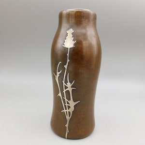 Heintz Silver on Bronze Thistle Vase arts and crafts design