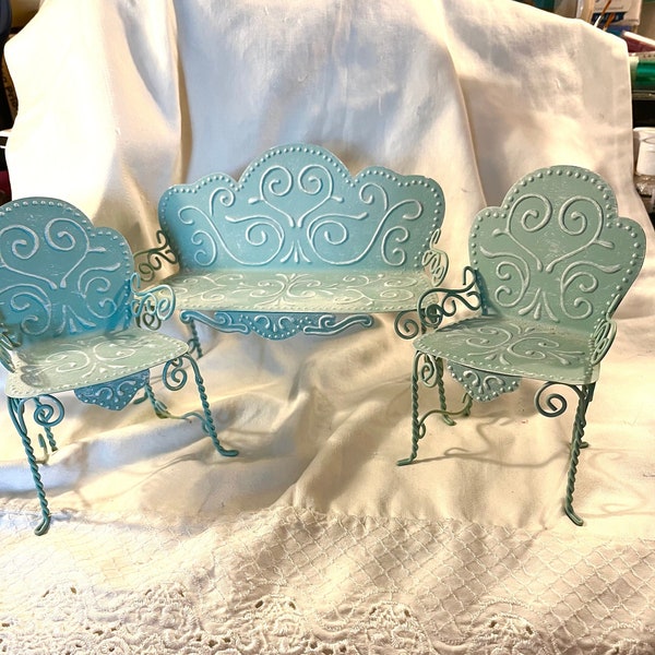 Vintage Handmade Metal Doll Patio Furniture from early 1960’s
