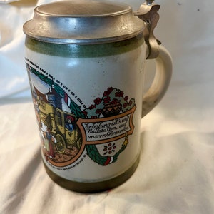 Vintage German Beer Stein with Pewter Lid