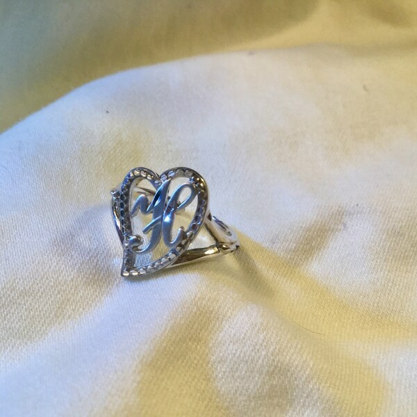 Vintage Silver Initial “H” Ring-Sizeable open back