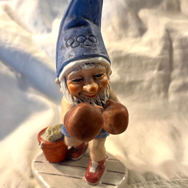 Vintage Hand Painted Porcelain Co Boy Gnome “Max the Boxer” Figurine