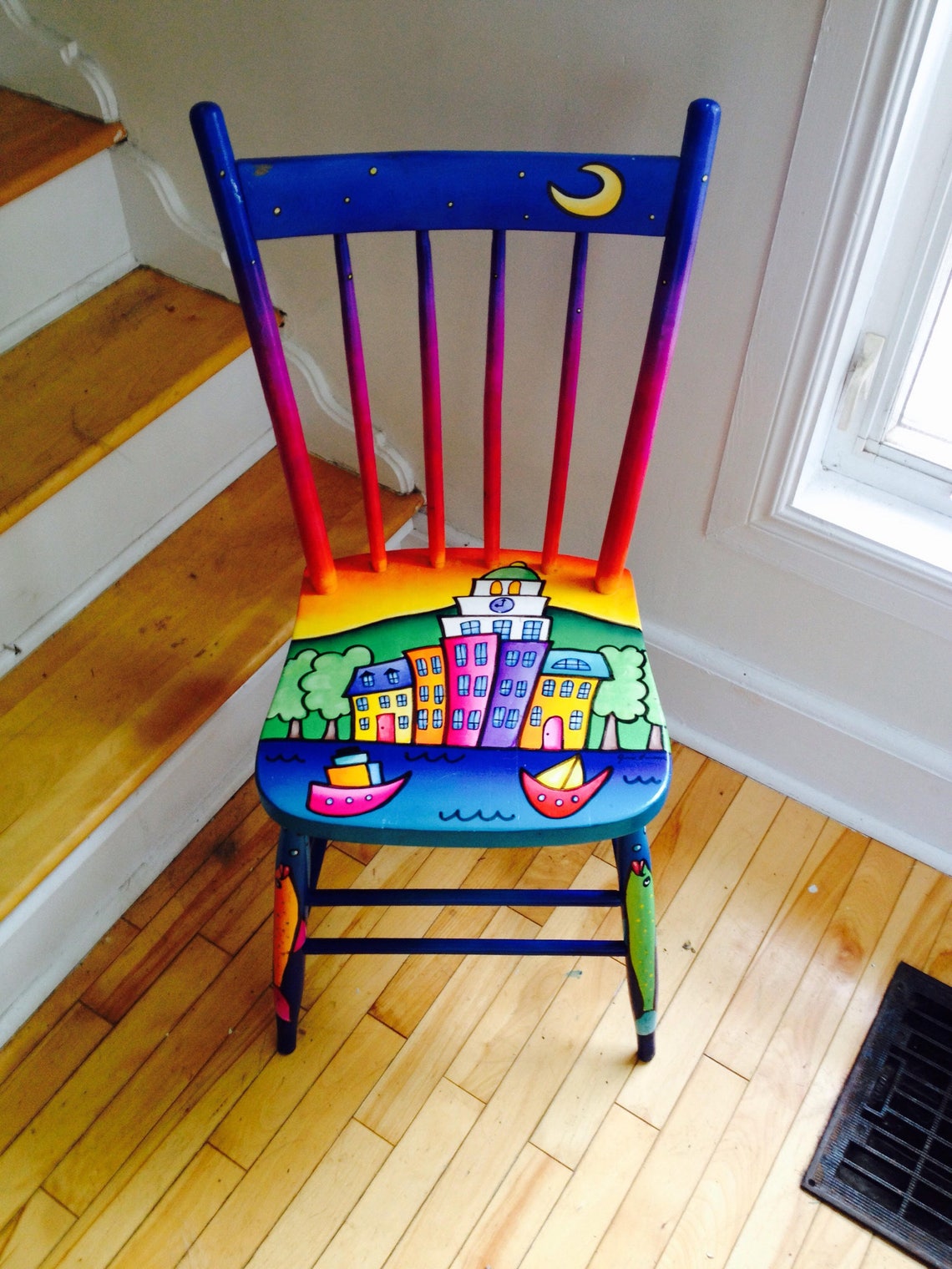 Goodnight Halifax Chair Handpainted Antique Chair of the Etsy