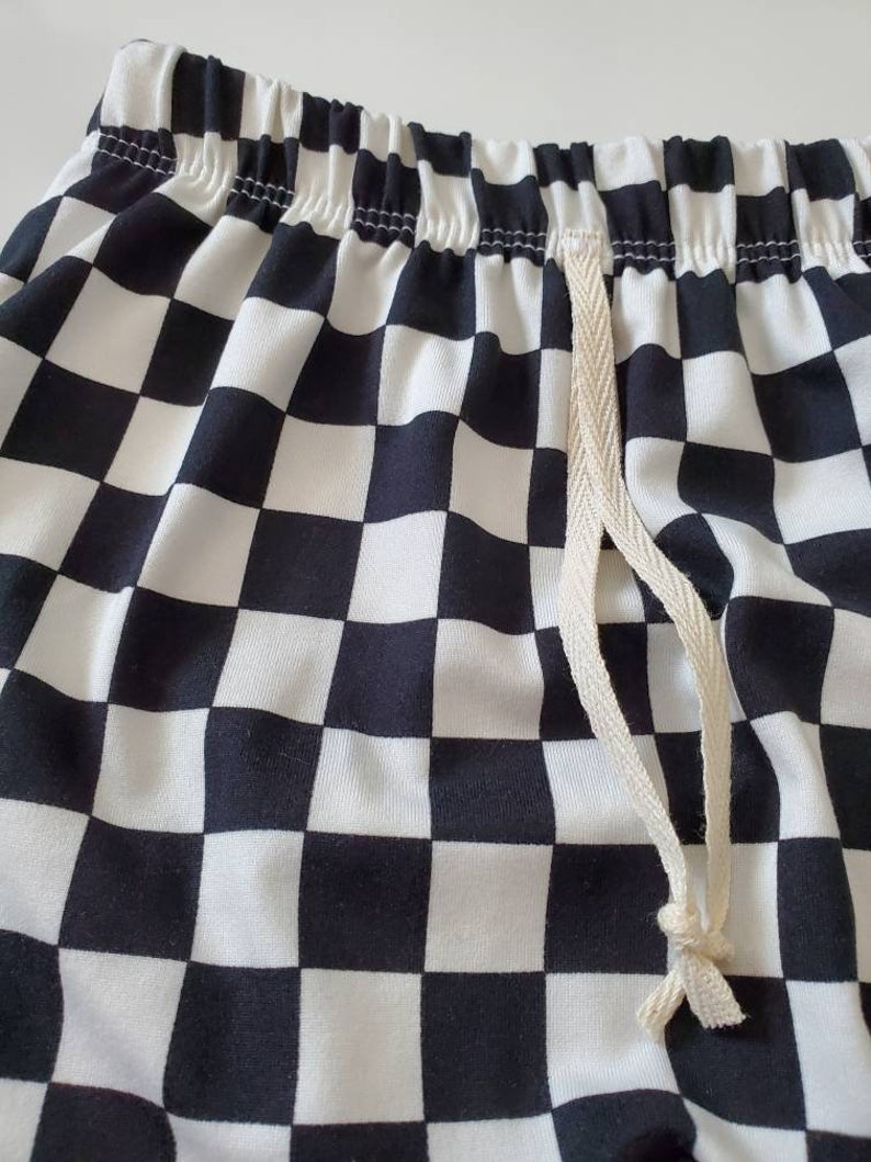 Checker Shorts, Baby, Toddler, Kids, Everyday Play Shorts, Black and White Checkered image 2