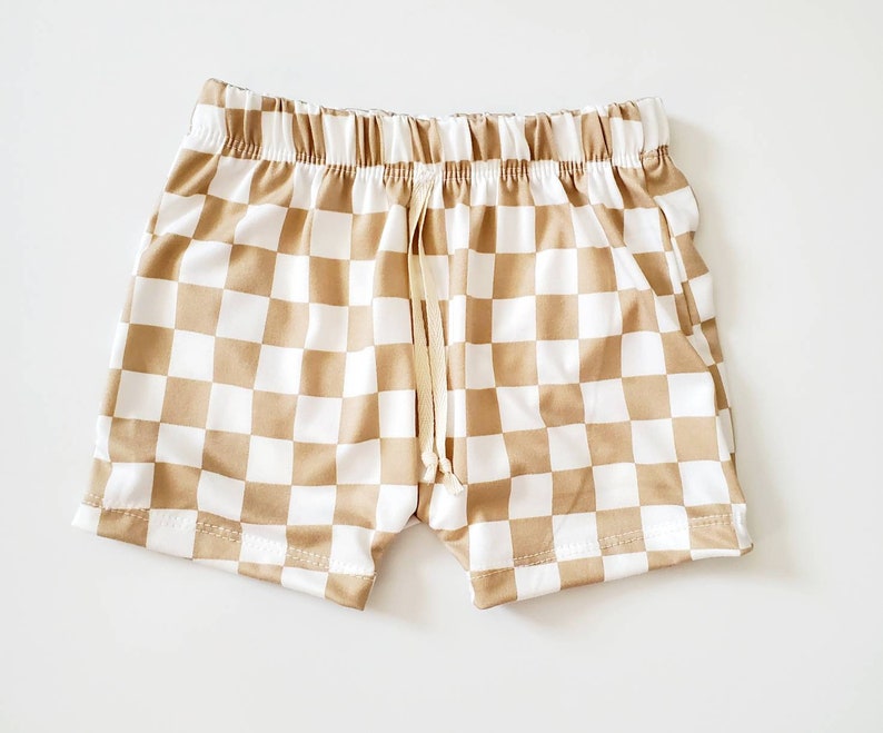 Checker Shorts, Baby, Toddler, Kids, Everyday Play Shorts, Black and White Checkered image 7